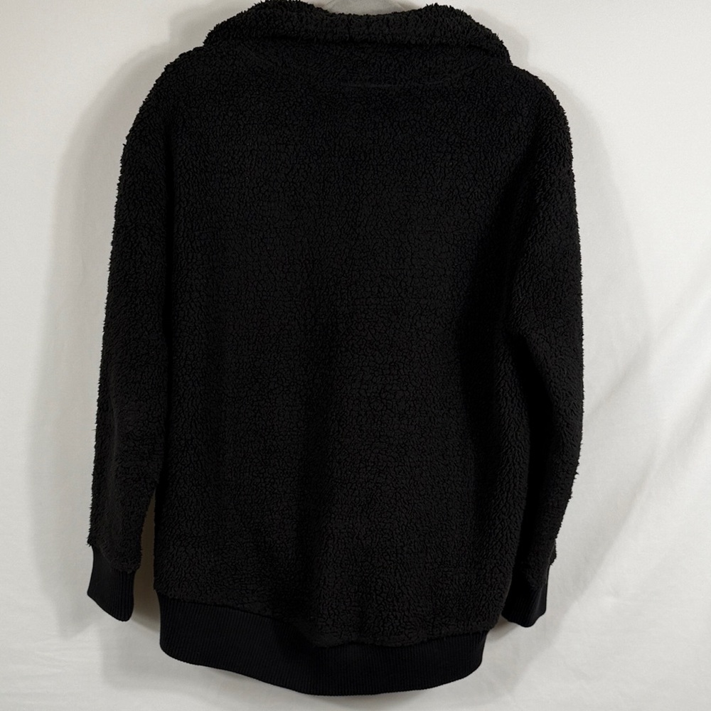 Athleta Tugga Sherpa Black 1/4 Zip-Up Sweater Shacket. Womens Small. Pockets - Picture 3 of 5